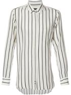 Ann Demeulemeester - Concealed Placket Striped Shirt - Men - Cotton/acetate - Xl, White, Cotton/acetate