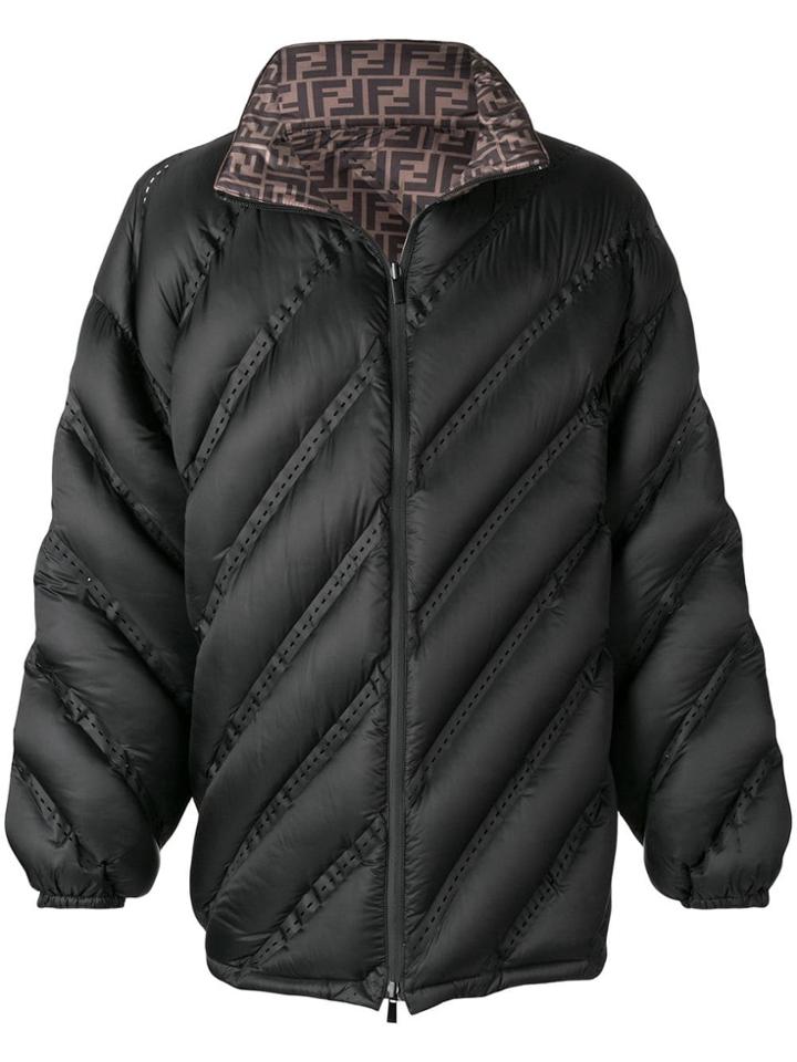 Fendi Two Tone Padded Jacket - Black