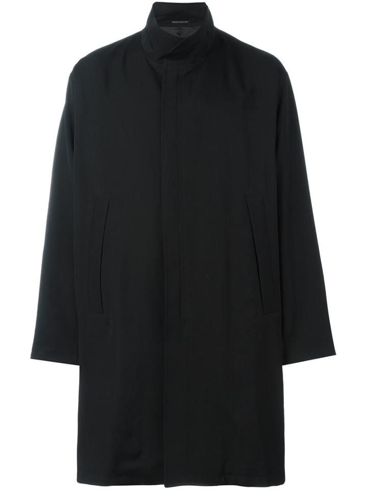 Yohji Yamamoto Classic Zipped Mid-length Cot, Men's, Size: 4, Black, Cupro/wool