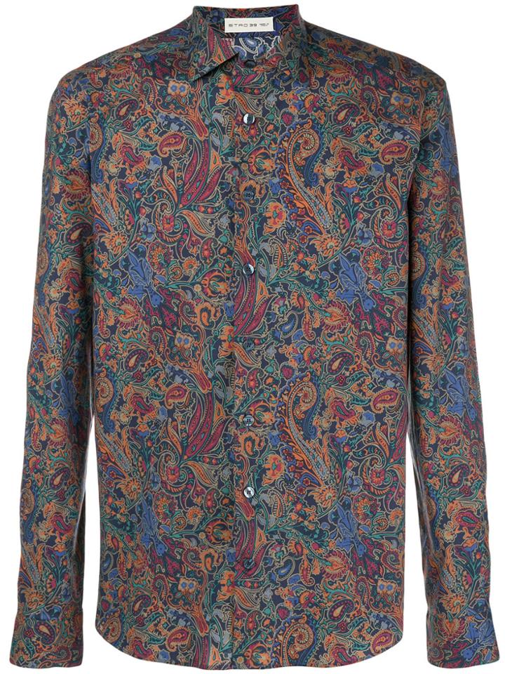 Etro Mixed Paisley Print Shirt - Blue