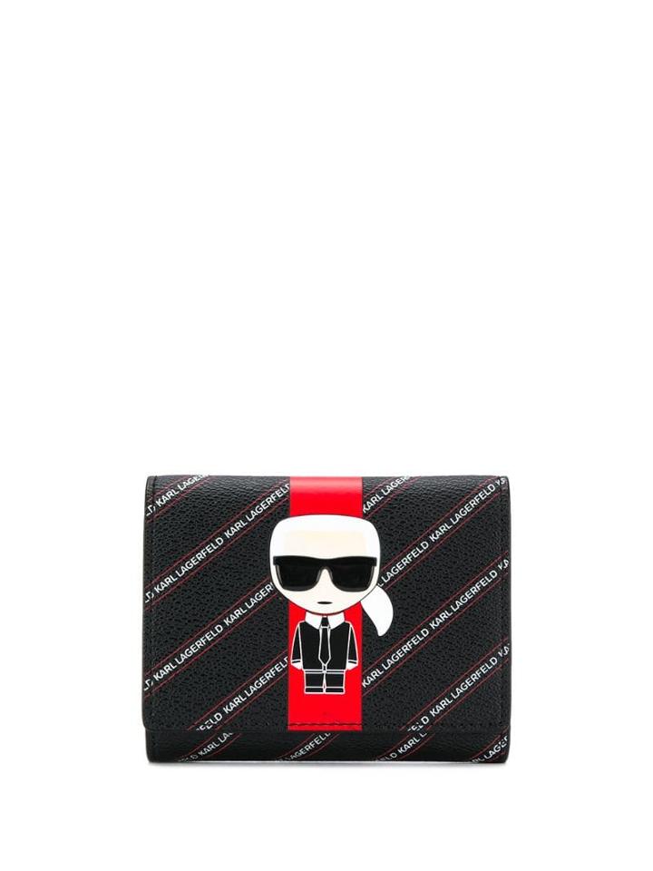 Karl Lagerfeld K/stripe Ikonik Fold Wallet - Black