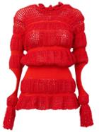 Helen Lawrence Cut-out Knit Jumper, Women's, Size: Medium, Red, Cotton/nylon/spandex/elastane