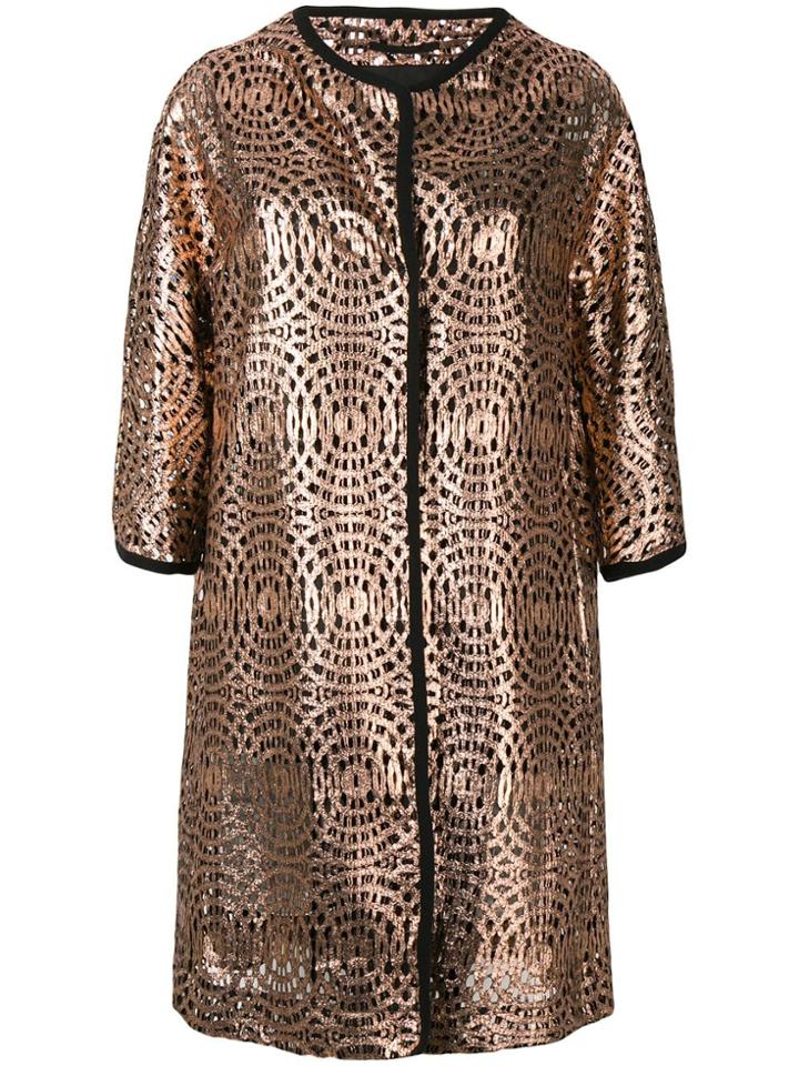 Herno Patterned Single-breasted Coat - Pink