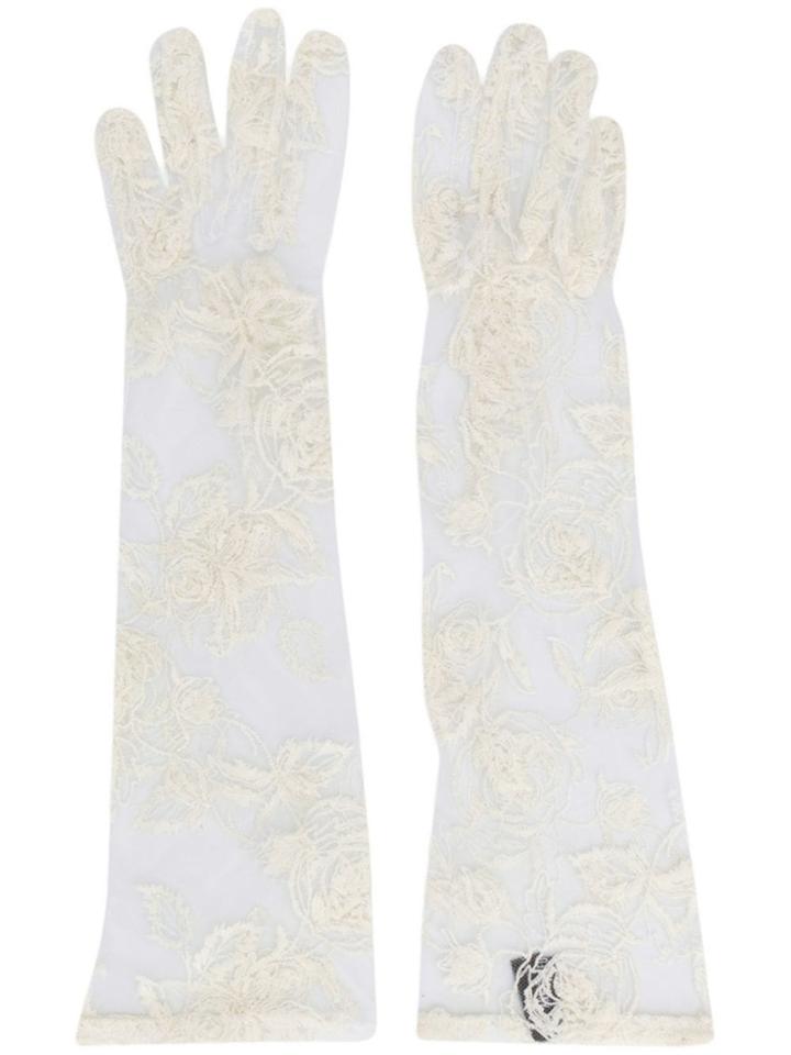 Ann Demeulemeester Sheer Lace Long Gloves - White