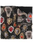 Dolce & Gabbana Sacred Heart Print Scarf - Black