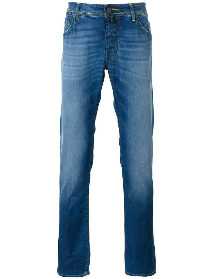 Jacob Cohen Stonewashed Slim-fit Jeans, Men's, Size: 38, Blue, Cotton/polyester/spandex/elastane