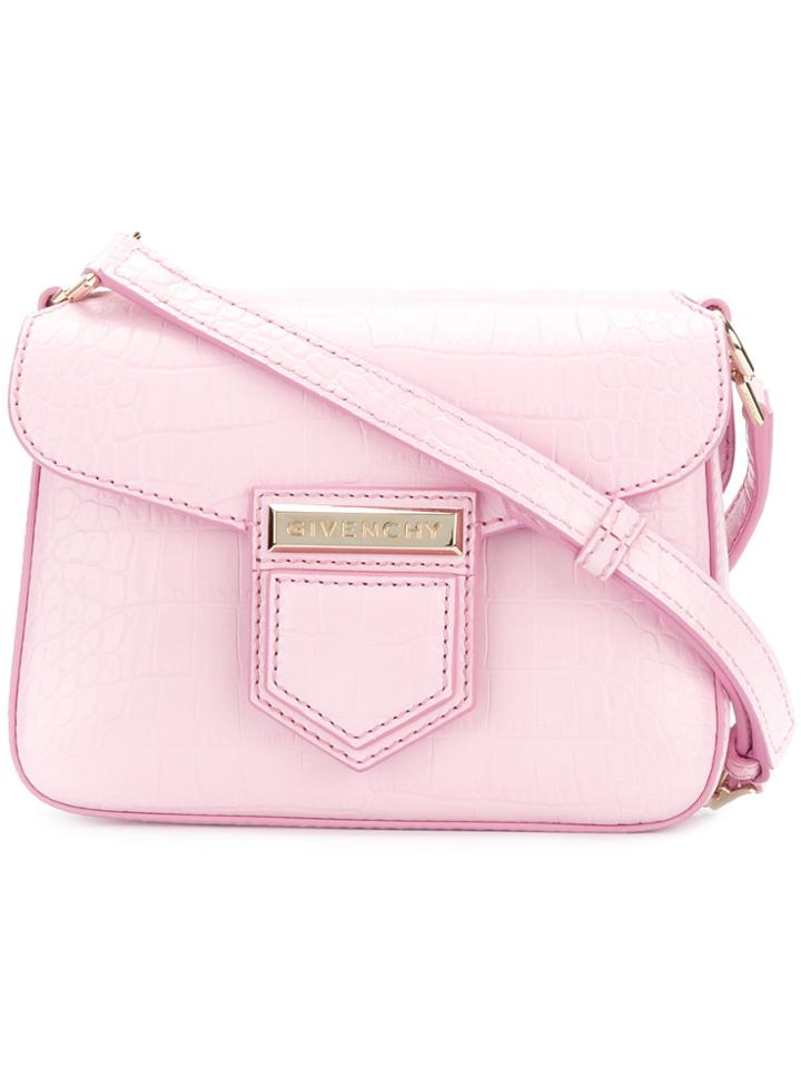 Givenchy Crocodile Embossed Mini Nobile Crossbody Bag - Pink & Purple