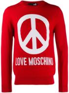 Love Moschino Peace Sign Logo Pullover - Red