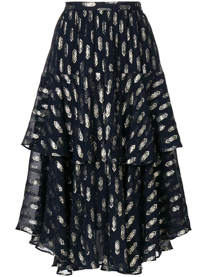 Love Shack Fancy Printed Full Skirt - Blue