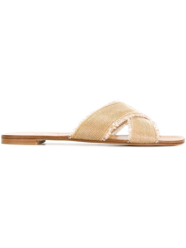 Stuart Weitzman Crisscross Strap Sliders