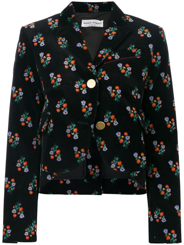 Sonia Rykiel Floral Print Peplum Jacket - Black
