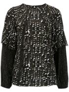 Andrea Marques Printed Long Sleeved Top - Black