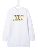 Msgm Kids Teen Logo Print Sweatshirt Dress - White