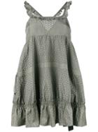 Diesel Black Gold - Ruffled Mini Dress - Women - Silk/polyester - 38, Green, Silk/polyester