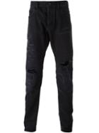 Dolce & Gabbana Ripped Jeans, Men's, Size: 52, Black, Cotton/pvc/metallic Fibre/leather
