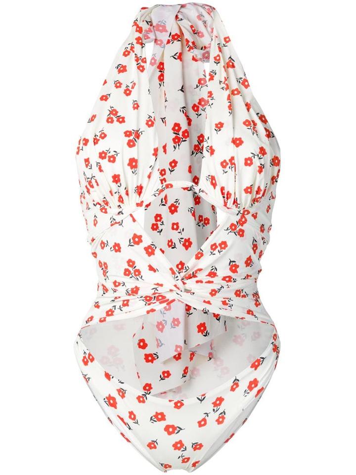 Self-portrait Floral Print Swimsuit - Neutrals