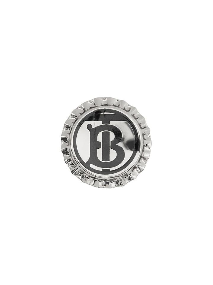 Burberry Monogrammed Bottle Cap Brooch - Metallic