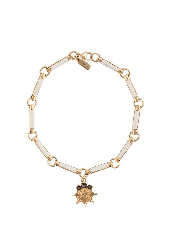 Foundrae 18kt Yellow Gold Wood Element Bracelet - White