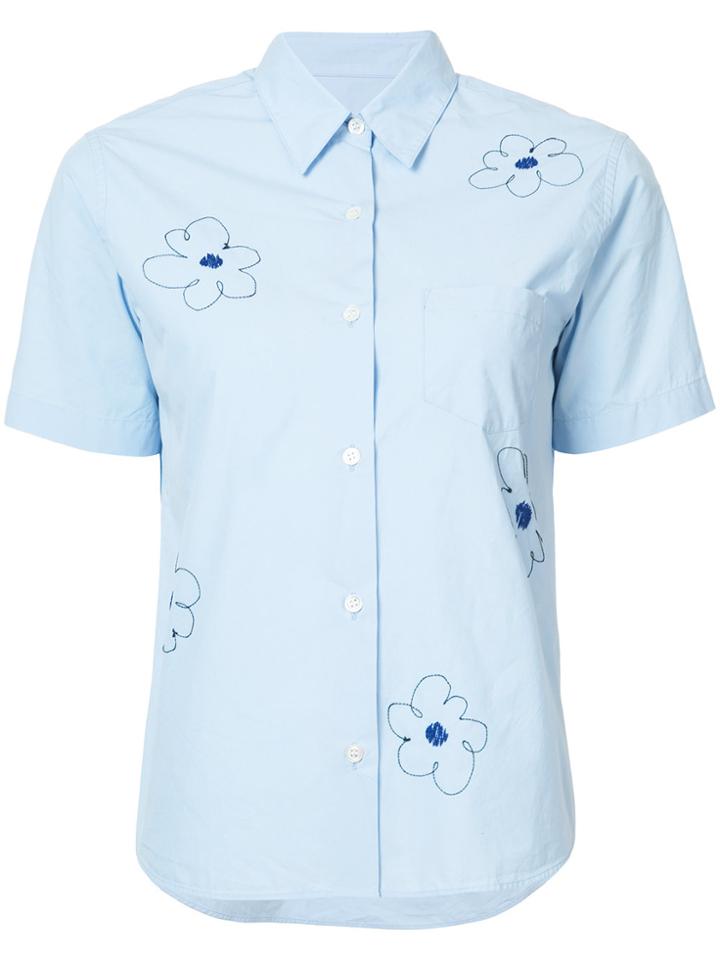 Jimi Roos Flowers Embroidered Short Sleeve Shirt - Blue