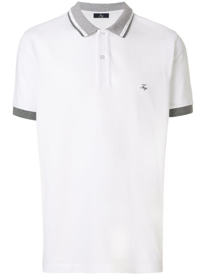 Fay Contrast Trim Polo Shirt - White