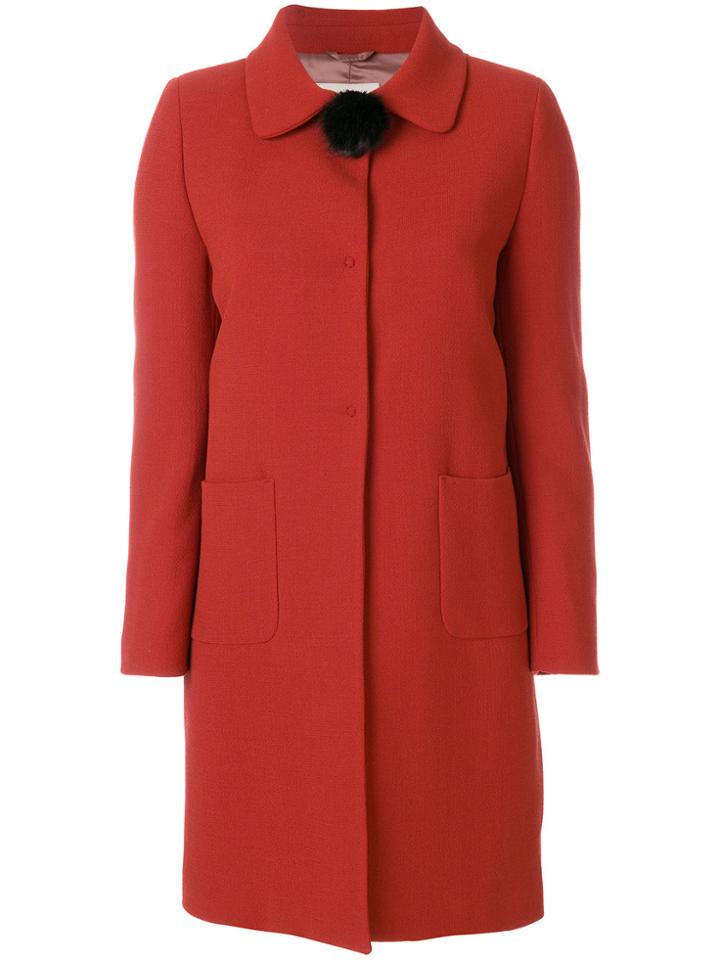 L'autre Chose Pom-pom Embellished Coat - Yellow & Orange