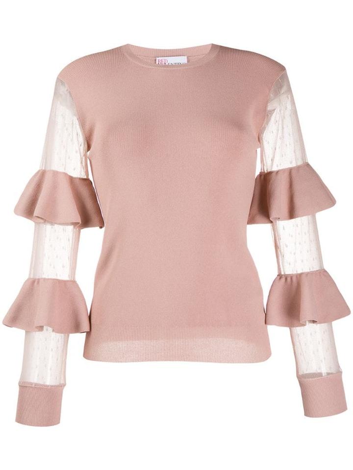 Red Valentino Ruffled Sleeves Knitted Top - Pink