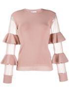 Red Valentino Ruffled Sleeves Knitted Top - Pink