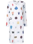 Taro Horiuchi Vase Print Dress, Women's, White, Polyester