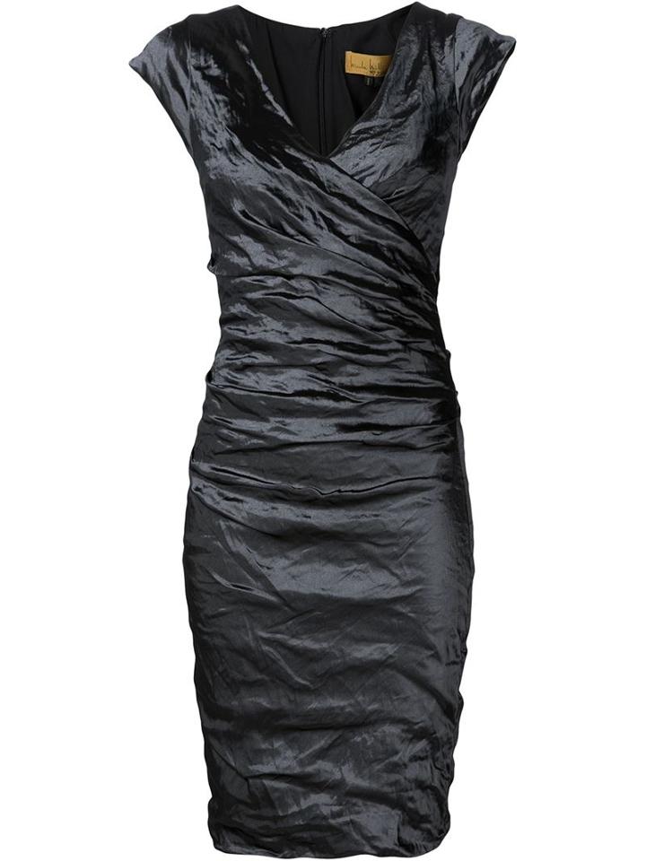 Nicole Miller Wrap Front Gathered Dress