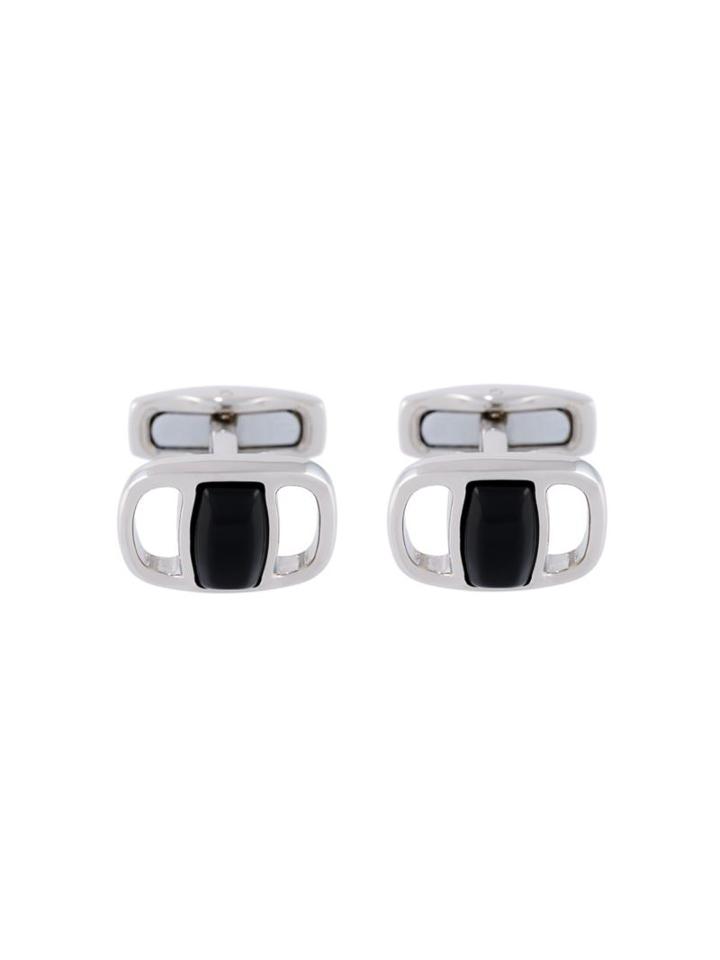 Salvatore Ferragamo Stone Cufflinks, Men's, Metallic, Brass/glass
