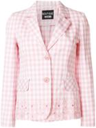 Boutique Moschino Floral Embroidered Check Blazer - Pink & Purple