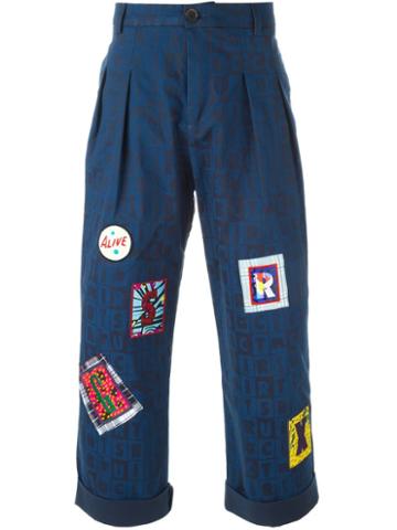 Kit Neale Patched Cropped Trousers, Men's, Size: 32, Blue, Cotton