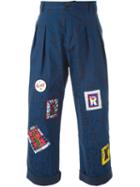 Kit Neale Patched Cropped Trousers, Men's, Size: 32, Blue, Cotton