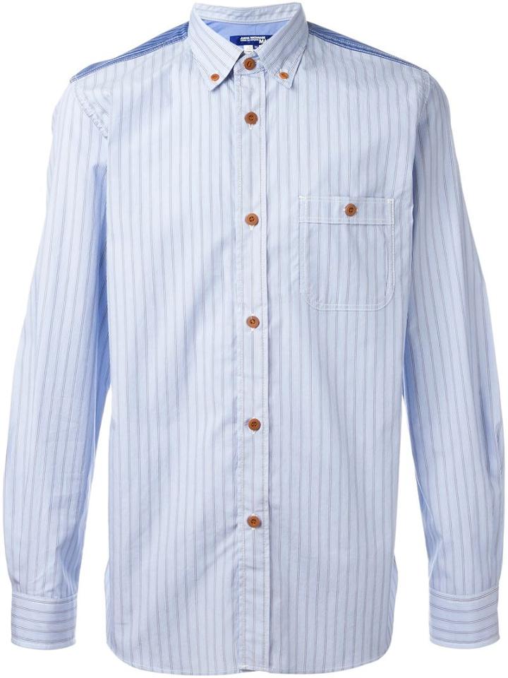 Junya Watanabe Comme Des Garçons Man Striped Panel Shirt, Men's, Size: Medium, Blue, Cotton