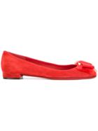 Salvatore Ferragamo Fringe Bow Ballerinas - Red