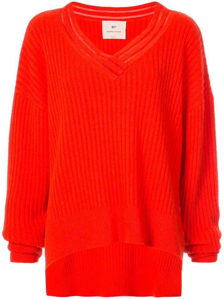 By. Bonnie Young Oversized V-neck Sweater - Red