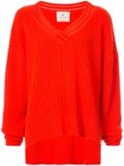 By. Bonnie Young Oversized V-neck Sweater - Red