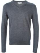 Canali V-neck Sweater, Men's, Size: 50, Grey, Merino