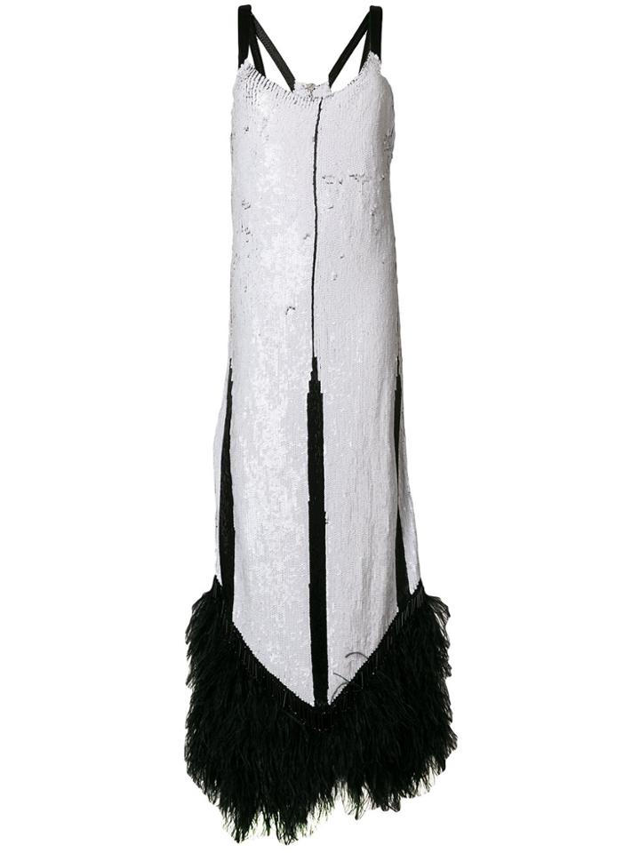 Attico Sleeveless Sequined Evening Dress - White