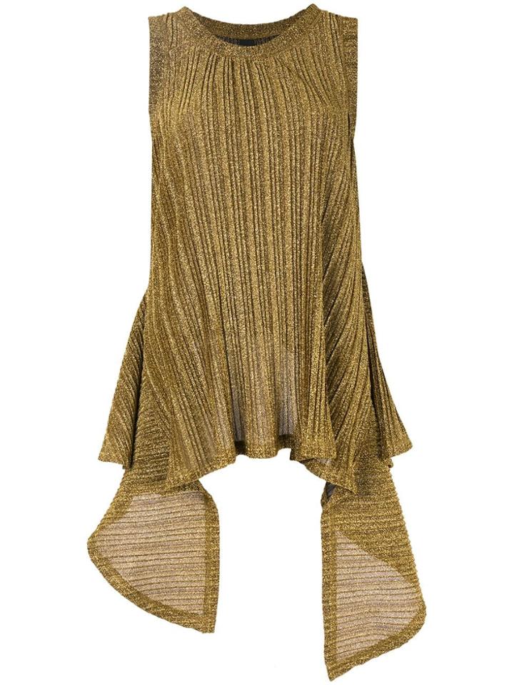 Romance Was Born Pleated Waterfall Hem Top - Gold