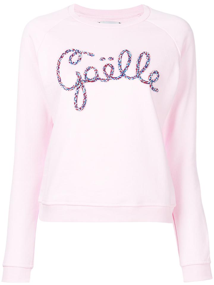 Gaelle Bonheur Beaded Logo Sweatshirt - Pink & Purple