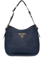 Prada Medium Leather Shoulder Bag - Blue