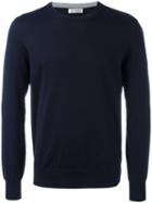 Brunello Cucinelli Round Neck Jumper, Men's, Size: 50, Blue, Cotton/leather