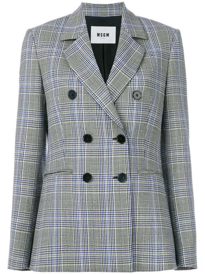 Msgm Tartan Double Breasted Jacket - Grey
