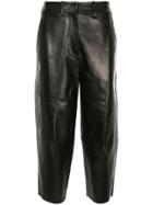 Jil Sander Front Pleat Cropped Trousers - Black