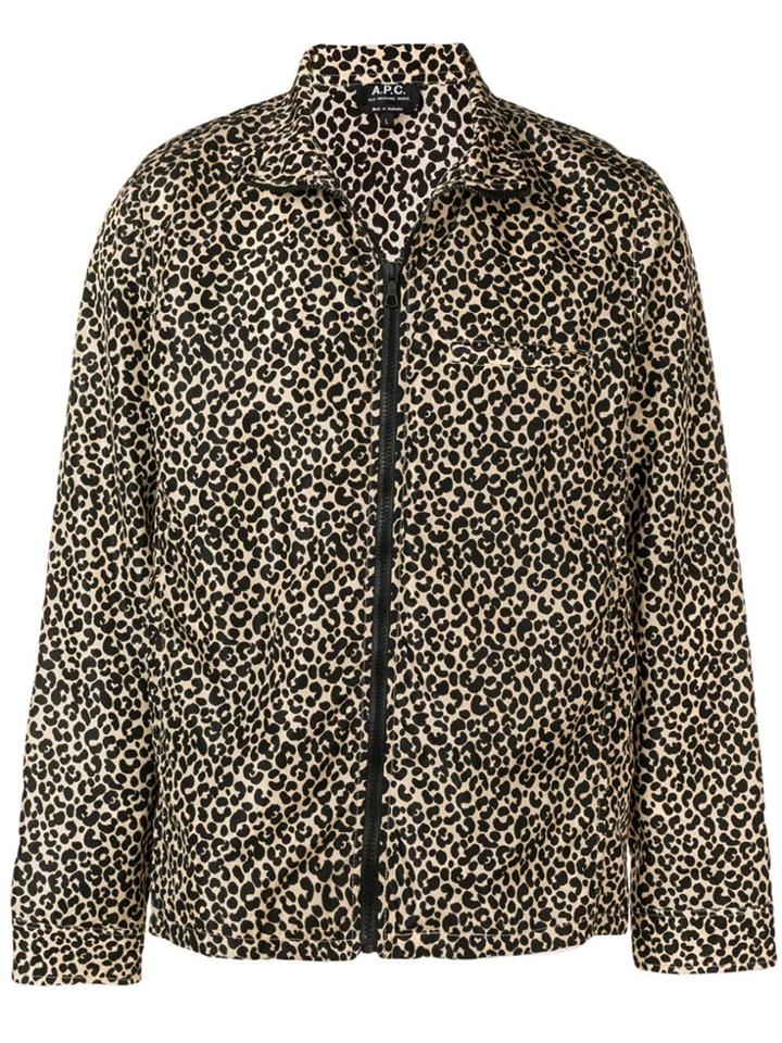 A.p.c. Leopard Print Zipped Jacket - Brown