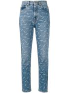 Heron Preston All-over Print Cropped Jeans - Blue