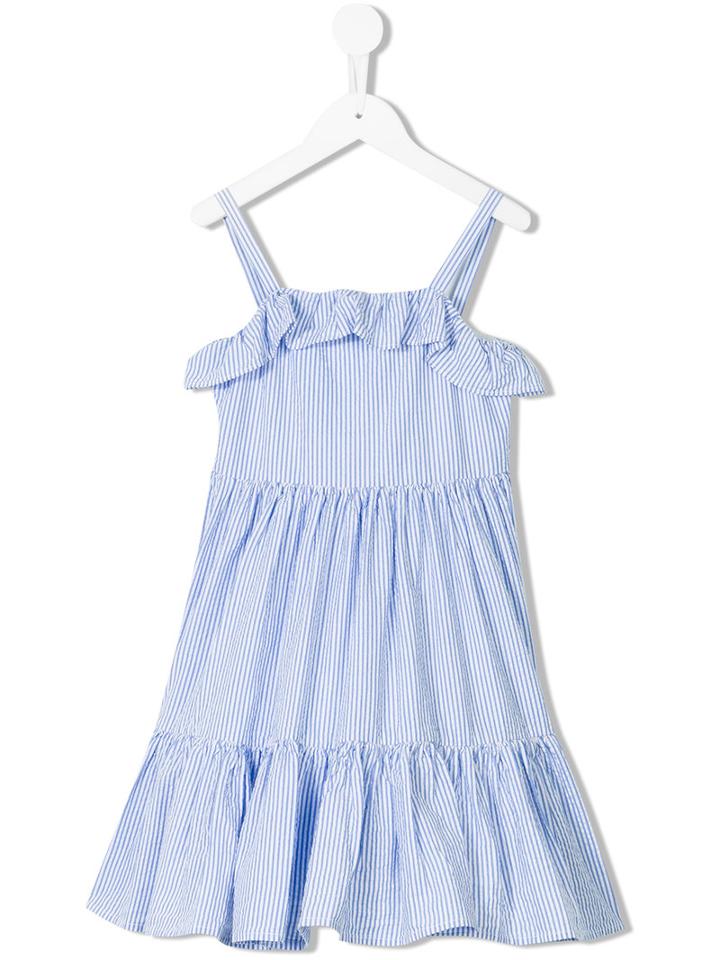 Ralph Lauren Kids - Striped Ruffled Dress - Kids - Cotton - 5 Yrs, Blue