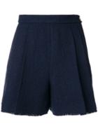 Thom Browne - High-waisted Shorts - Women - Silk/wool - 40, Blue, Silk/wool