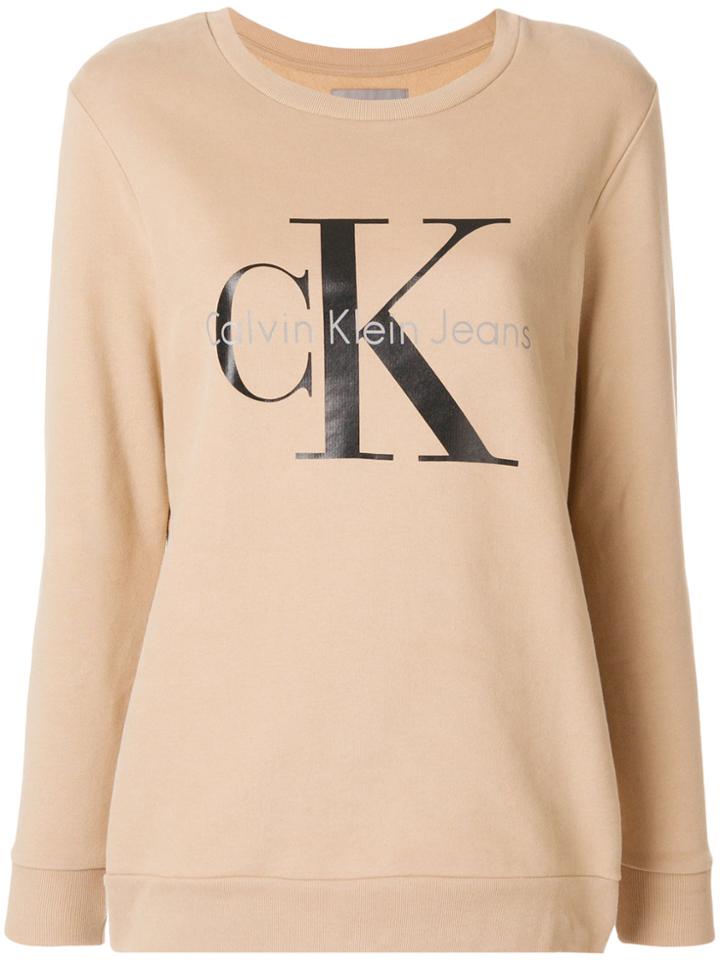 Calvin Klein Jeans Logo Print Sweatshirt - Nude & Neutrals